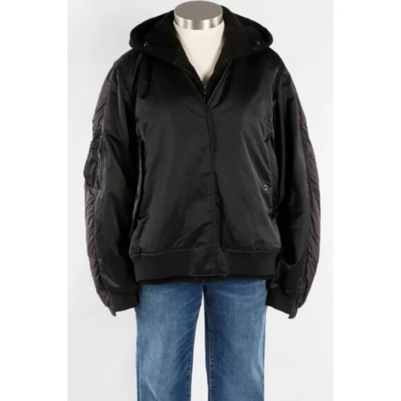 JNBY‎ Puffer Bomber Jacket Duck Down Fill Sherpa Lined Hooded Full Zip Small